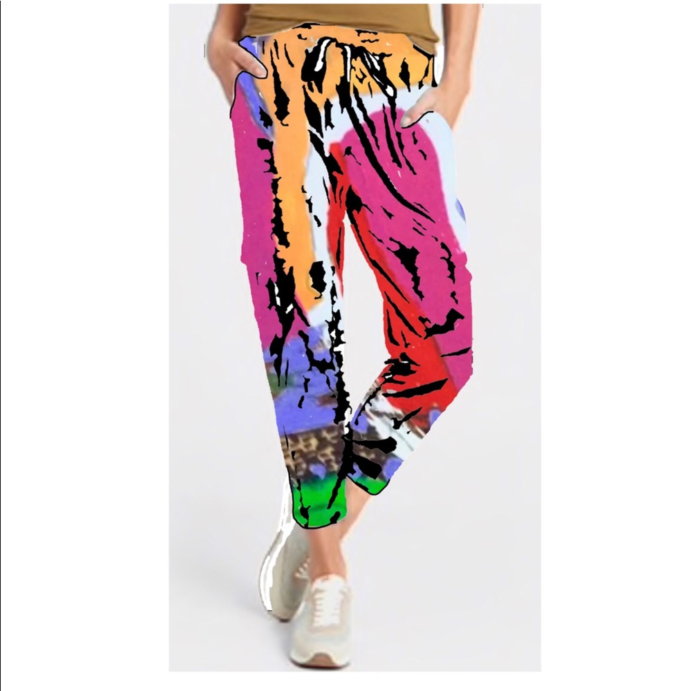 Graphic Joggers Sweatpants Tie Ankle Soft Cotton